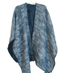 Woolrich Reversible Blanket Wrap Two Tone Gray Poncho Shawl OSFA